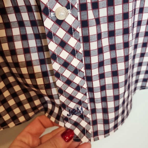 Johnston & Murphy Flip Cuff Long Sleeve Button Up Shirt Red White Blue Plaid XL - Picture 8 of 16